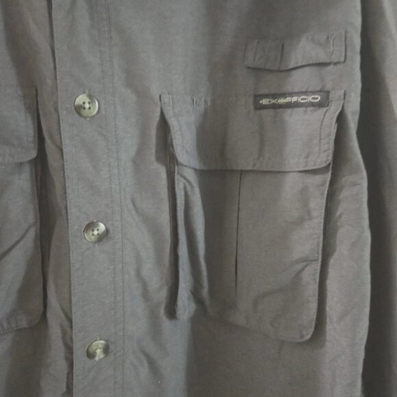 Exofficio Shirt Mens Large Gray Long Sleeve Button Fishing Hiking Vented Outdoor - Picture 3 of 4